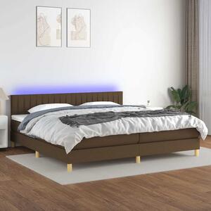 Box spring postel s matrací a LED tmavě hnědá 200x200 cm textil 3133904