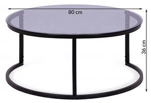 Hector Konferenční stolek Lula 80 cm černý, kouřové sklo