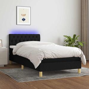 Box spring postel s matrací a LED černá 90x190 cm textil 3133919