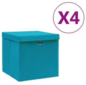 Úložné boxy s víky 4 ks 28 x 28 x 28 cm bledě modré