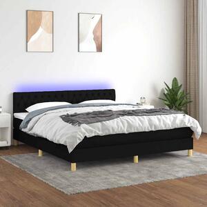 Box spring postel s matrací a LED černá 180x200 cm textil 3133975