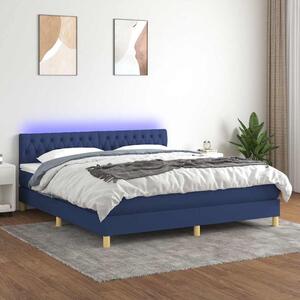 Box spring postel s matrací a LED modrá 160x200 cm textil 3133971