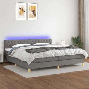 Box spring postel s matrací a LED tmavě šedá 200x200 cm textil 3133982
