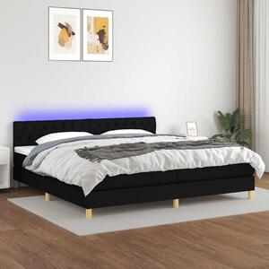Box spring postel s matrací a LED černá 200x200 cm textil 3133983