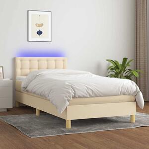 Box spring postel s matrací a LED krémová 80 x 200 cm textil 3133994