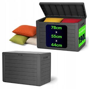 Zahradní úložný box plast 190 l šedý