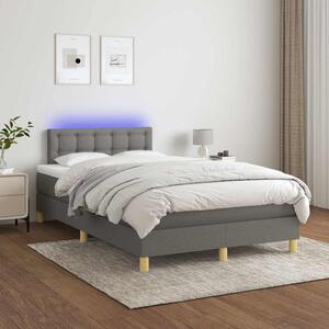 Box spring postel s matrací a LED tmavě šedá 120x200 cm textil 3134022