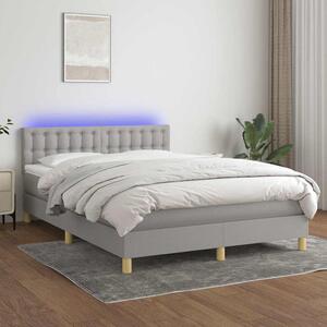 Box spring postel s matrací a LED světle šedá 140x190 cm textil 3134029