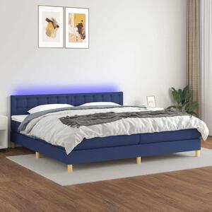 Box spring postel s matrací a LED modrá 200x200 cm textil 3134067