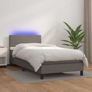 Box spring postel s matrací a LED šedá 80 x 200 cm umělá kůže 3134073
