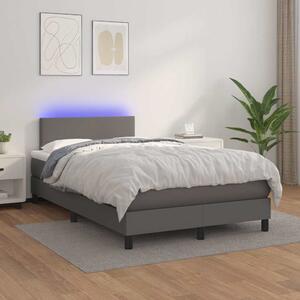 Box spring postel s matrací a LED šedá 120x200 cm umělá kůže 3134097