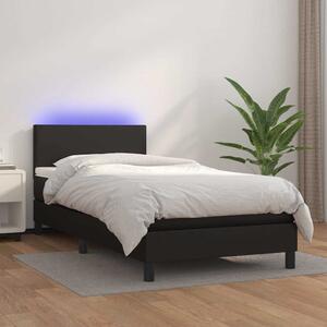 Box spring postel s matrací a LED černá 90x190 cm umělá kůže 3134075