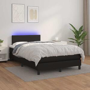 Box spring postel s matrací a LED černá 120x200 cm umělá kůže 3134093