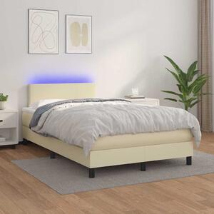 Box spring postel s matrací a LED krémová 120x200 cm umělá kůže 3134095
