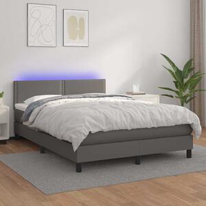 Box spring postel s matrací a LED šedá 140x190 cm umělá kůže 3134163