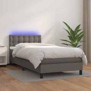 Box spring postel s matrací a LED šedá 80 x 200 cm umělá kůže 3134193