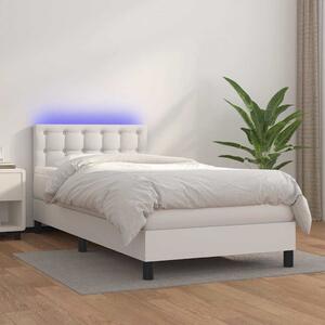 Box spring postel s matrací a LED bílá 80 x 200 cm umělá kůže 3134190