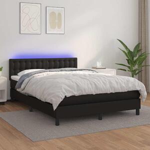Box spring postel s matrací a LED černá 140 x 190 cm umělá kůže 3134219