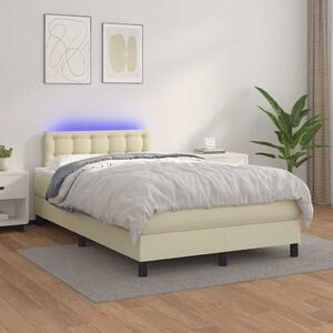 Box spring postel s matrací a LED krémová 120x200 cm umělá kůže 3134215