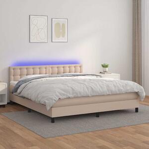 Box spring postel matrace a LED cappuccino 160x200cm umělá kůže 3134236
