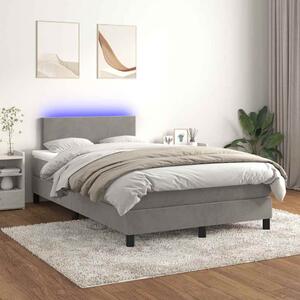 Box spring postel s matrací a LED světle šedá 120x200 cm samet 3134273