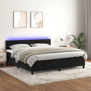 Box spring postel s matrací a LED černá 160x200 cm samet 3134293