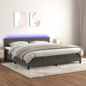 Box spring postel s matrací a LED tmavě šedá 200x200 cm samet 3134304