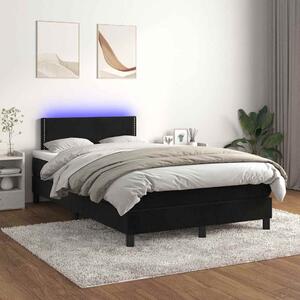 Box spring postel s matrací a LED černá 120x200 cm samet 3134335
