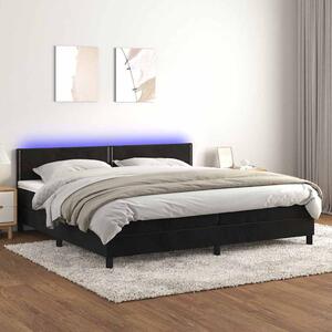 Box spring postel s matrací a LED černá 200x200 cm samet 3134365