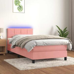 Box spring postel s matrací a LED růžová 80 x 200 cm samet 3134374
