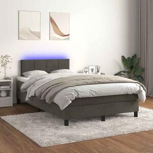 Box spring postel s matrací a LED tmavě šedá 120x200 cm samet 3134394