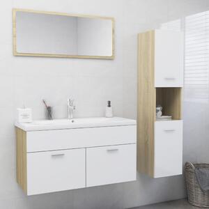 Set koupelnového nábytku bílý a dub sonoma dřevotříska