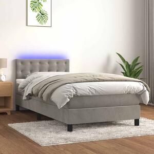 Box spring postel s matrací a LED světle šedá 80 x 200 cm samet 3134609