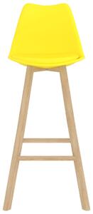 Barové stoličky 4 ks žluté PP a masivní bukové dřevo