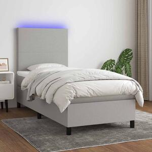 Box spring postel s matrací a LED světle šedá 80x200 cm textil 3134669
