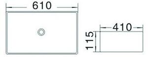Keramické umyvadlo na desku MEXEN CATIA bílé 61x41 cm