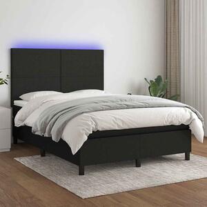 Box spring postel s matrací a LED černá 140x190 cm textil 3134711