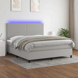 Box spring postel s matrací a LED světle šedá 160x200 cm textil 3134725