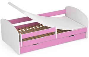 Ak furniture Dětská postel SMILE 180x90 bílá/růžová