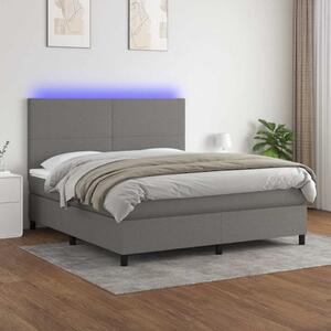 Box spring postel s matrací a LED tmavě šedá 160x200 cm textil 3134726