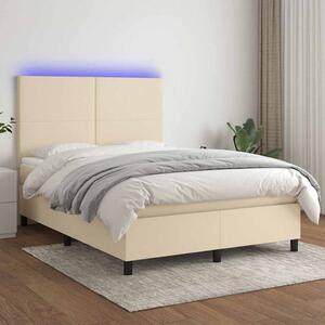 Box spring postel s matrací a LED krémová 140x190 cm textil 3134714