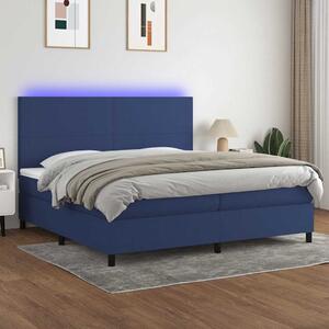 Box spring postel s matrací a LED modrá 200x200 cm textil 3134747