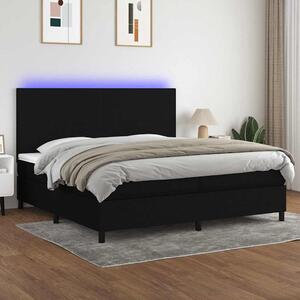 Box spring postel s matrací a LED černá 200x200 cm textil 3134743