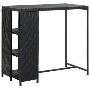 Barový stolek s úložným regálem černý 120x60x110 cm polyratan 313476