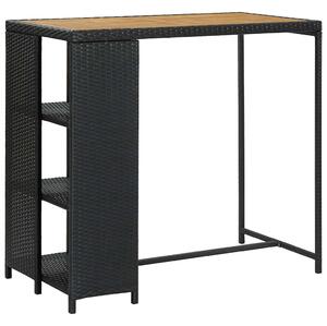 Barový stolek s úložným regálem černý 120x60x110 cm polyratan 313478