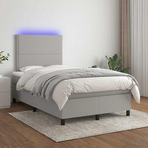Box spring postel s matrací a LED světle šedá 120x200 cm textil 3134781