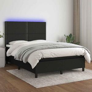 Box spring postel s matrací a LED černá 140x190 cm textil 3134791
