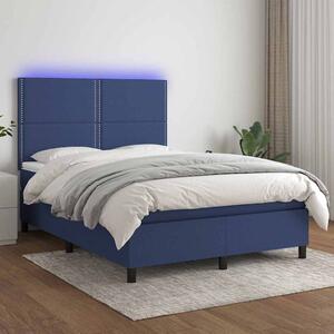 Box spring postel s matrací a LED modrá 140x190 cm textil 3134795