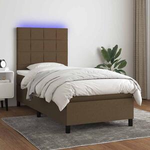 Box spring postel s matrací a LED tmavě hnědá 80x200 cm textil 3134832