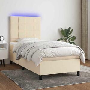 Box spring postel s matrací a LED krémová 80 x 200 cm textil 3134834